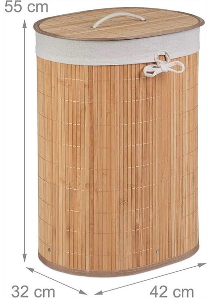 Oval Banyo Doğal Bambu Renkli Beyaz Çamaşır Kirli Sepeti - Oyuncak Sepeti fiyatları