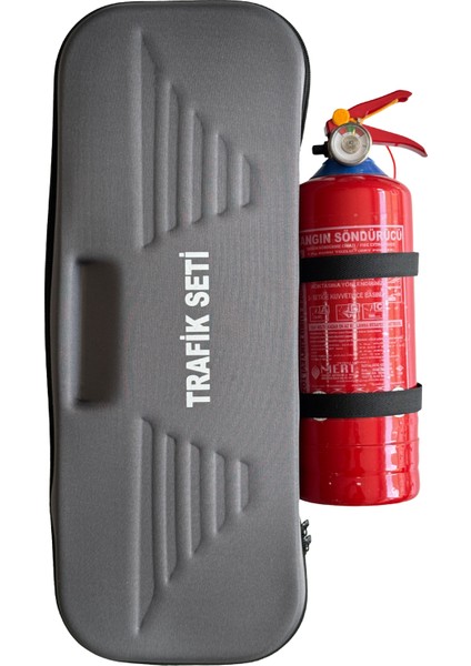 Gri Ekonomik Eva Trafik Seti ve 1 kg Yangın Tüpü 4 Yıl Etiketli Tüvtürk Onaylı Araç Trafik ve İlk Yardım Seti fırsatları