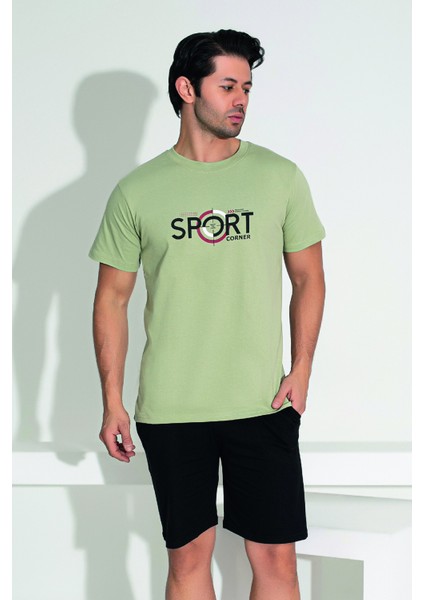 Erkek Şort Tshirt Pijama Takımı 25253 Haki