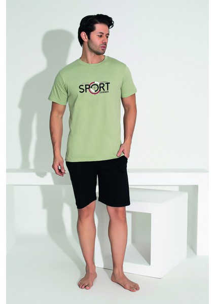 Erkek Şort Tshirt Pijama Takımı 25253 Haki