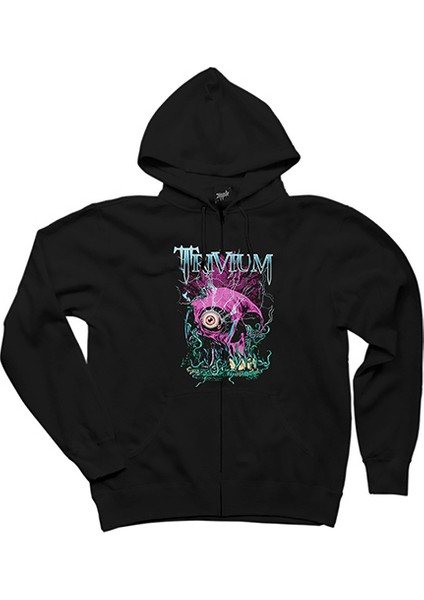 Trivium Design Siyah Fermuarlı Kapşonlu Sweatshirt