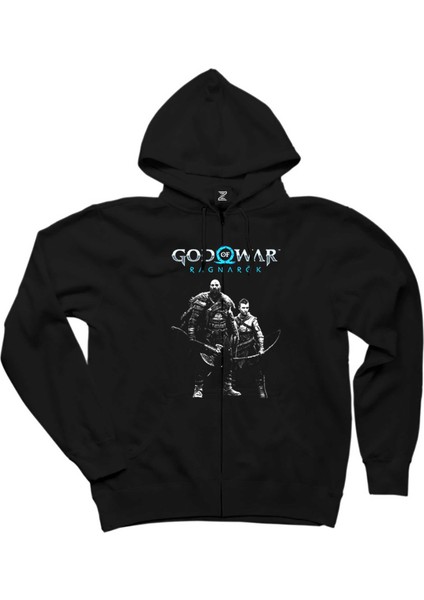 God Of War Ragnarok Atreus Kratos Siyah Fermuarlı Kapşonlu Sweatshirt