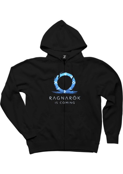 God Of War Ragnarok Is Coming Siyah Fermuarlı Kapşonlu Sweatshirt