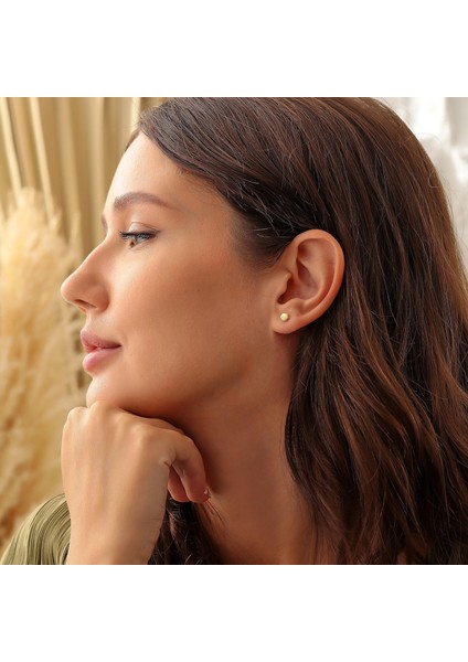 925 Ayar Gümüş Istiridye Model Küpe, Sarı fırsatları