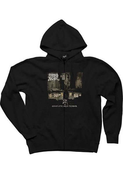 Morbid Angel Complete Acid Terror Siyah Fermuarlı Kapşonlu Sweatshirt