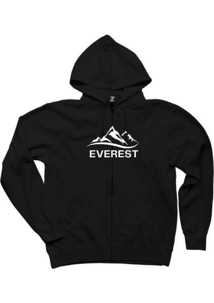 Everest Classic Siyah Fermuarlı Kapşonlu Sweatshirt