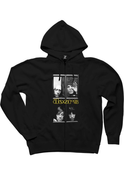 The Doors Windows Siyah Fermuarlı Kapşonlu Sweatshirt