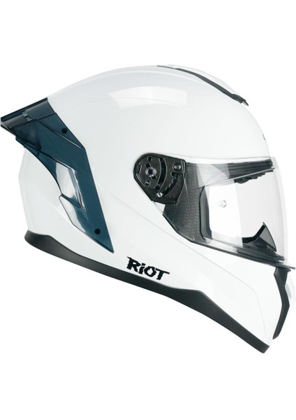 330A Rıot Sport Kapalı Kask Spoyler Beyaz -Xxl