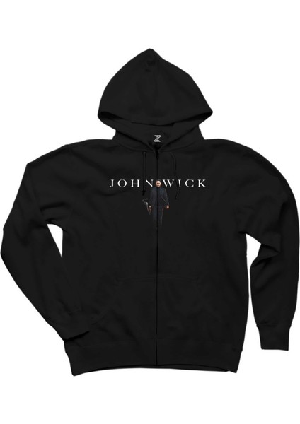 John Wick Siyah Fermuarlı Kapşonlu Sweatshirt