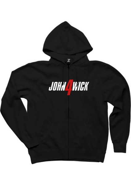 John Wick 4 Logo Siyah Fermuarlı Kapşonlu Sweatshirt