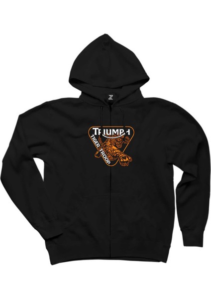 Triumph Tiger Troop Siyah Fermuarlı Kapşonlu Sweatshirt