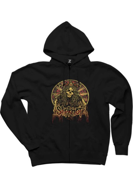 Slipknot King Siyah Fermuarlı Kapşonlu Sweatshirt