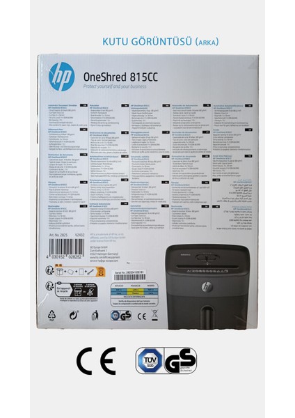 Oneshred 815CC Evrak Imha Makinesi Çapraz/konfeti Kesim -5mm x 18MM-15LT
