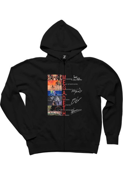 Megadeth Albums Cover Siyah Fermuarlı Kapşonlu Sweatshirt