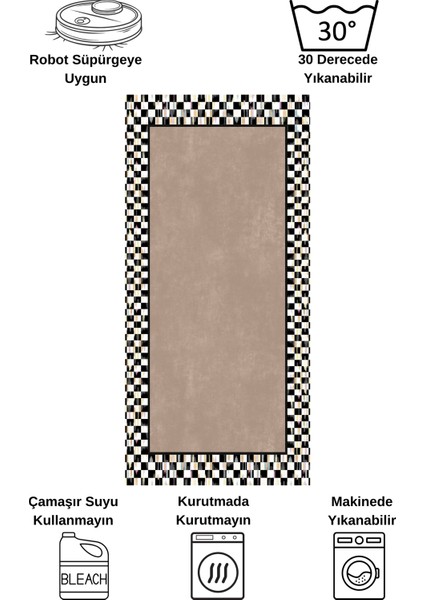 Damalı Kaymaz Taban Yıkanabilir Mutfak Yolluk Halısı modelleri
