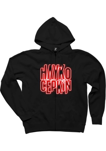 Hayko Cepkin Neon Siyah Fermuarlı Kapşonlu Sweatshirt