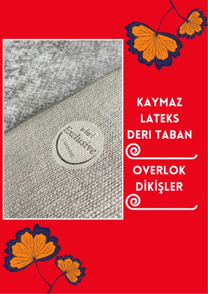 Damalı Kaymaz Taban Yıkanabilir Mutfak Yolluk Halısı