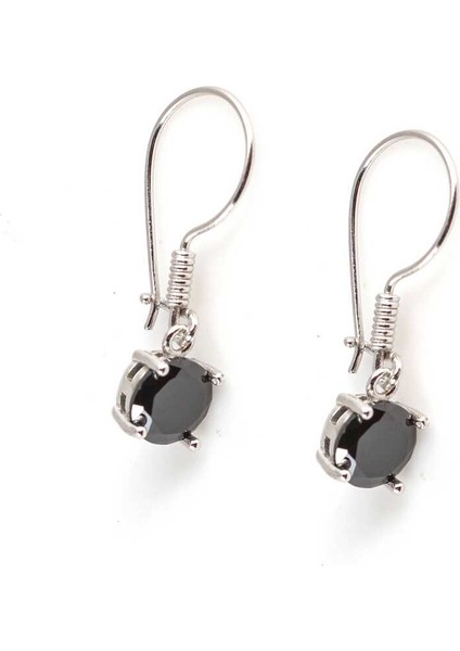 925 Ayar Gümüş Yuvarlak Büyük Boy Oniks Taşlı Küpe