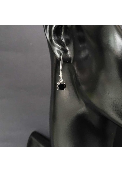 925 Ayar Gümüş Yuvarlak Büyük Boy Oniks Taşlı Küpe modelleri