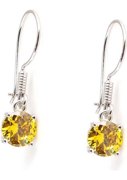 925 Ayar Gümüş Yuvarlak Büyük Boy Sarı Sitrin Taşlı Küpe fiyatları