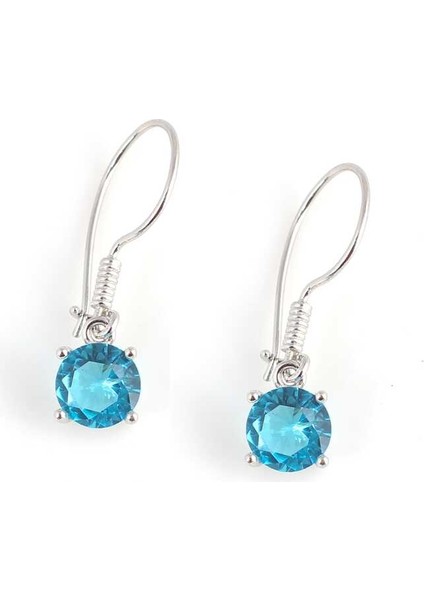 925 Ayar Gümüş Yuvarlak Büyük Boy Akuamarin Taşlı Küpe fiyatları