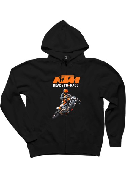 Ktm Ready To Race Moto Siyah Fermuarlı Kapşonlu Sweatshirt