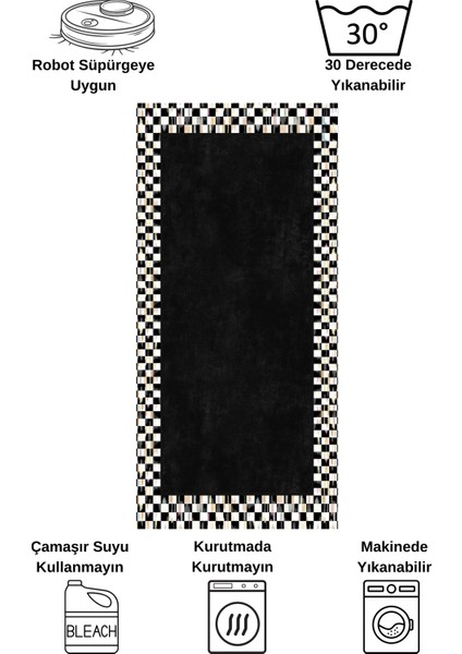 Damalı Kaymaz Taban Yıkanabilir Mutfak Yolluk Halısı fiyatları