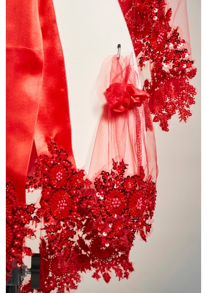 Boncuk Işlemeli Gelin Duvağı Seti (Kına Örtüsü + Gelin Kuşağı + Kına Eldiveni)