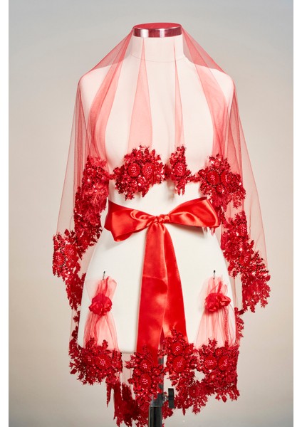 Boncuk Işlemeli Gelin Duvağı Seti (Kına Örtüsü + Gelin Kuşağı + Kına Eldiveni) modelleri