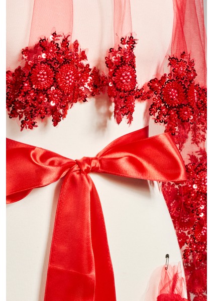 Boncuk Işlemeli Gelin Duvağı Seti (Kına Örtüsü + Gelin Kuşağı + Kına Eldiveni) fırsatları