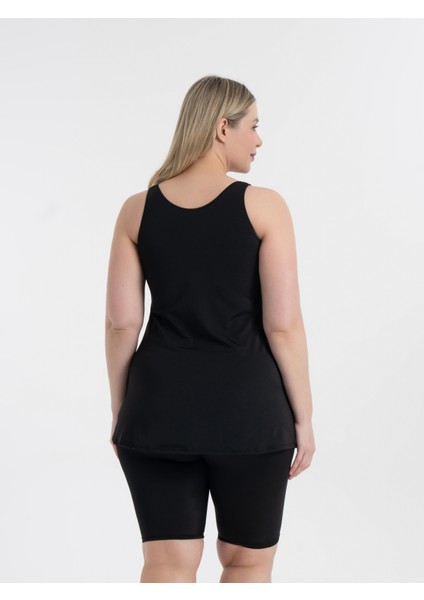 Aquaviva Kadın Siyah Beyaz Desen Büyük Beden Şortlu Tankini fırsatları