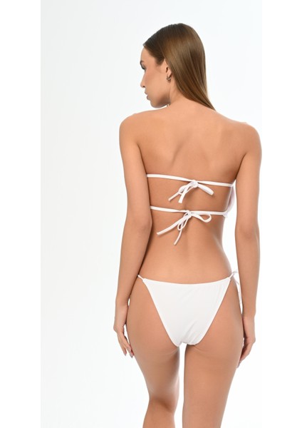 Aquaviva Kadın Beyaz Luıza Straplez Sürgülü Brezılıan Fırfırlı Bikini Takımı fırsatları