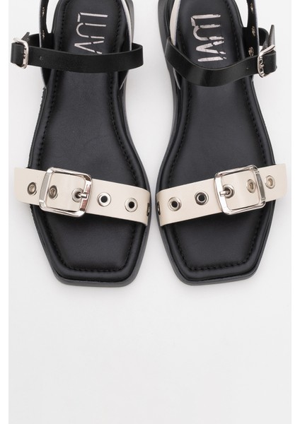 Mozes Siyah-Bej Hakiki Deri Kadın Sandalet fiyatları