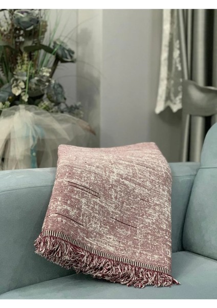 Organik Keten Jakarlı Dokuma Koltuk Örtüsü 185 x 235