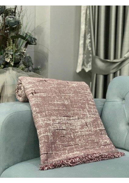 Organik Keten Jakarlı Dokuma Koltuk Örtüsü 185 x 235