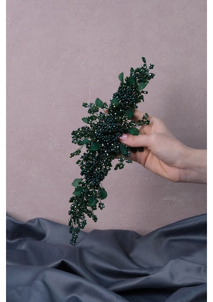 Yeşil Azra Inci Boncuklu Gelin Kına Tacı Saç Aksesuarı modelleri