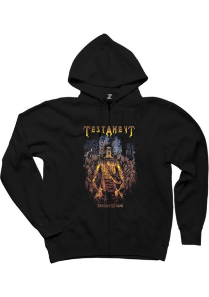 Testament Native Blood Siyah Fermuarlı Kapşonlu Sweatshirt