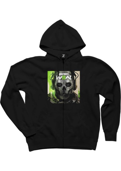 Call Of Duty Modern Warfare Iı Ghost Siyah Fermuarlı Kapşonlu Sweatshirt