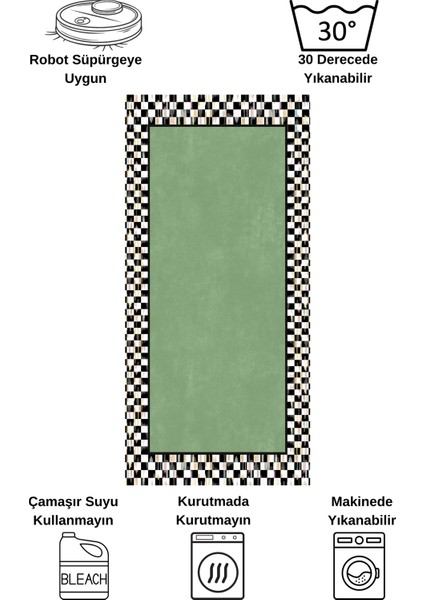 Damalı Kaymaz Taban Yıkanabilir Mutfak Yolluk Halısı fiyatları