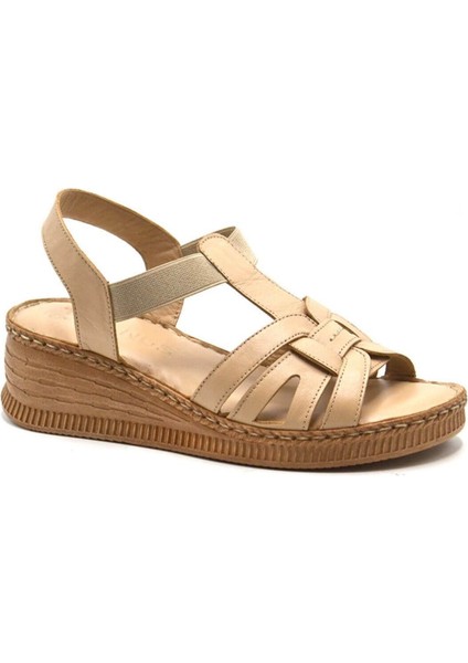 24028801 Kadın Deri Dolgu Topuk Comfort Sandalet