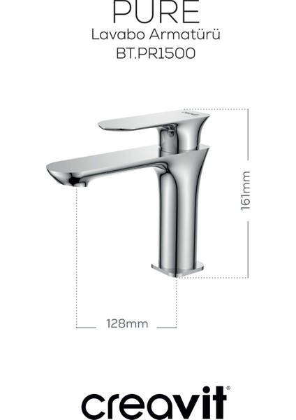Pure Lavabo Armatürü Krom