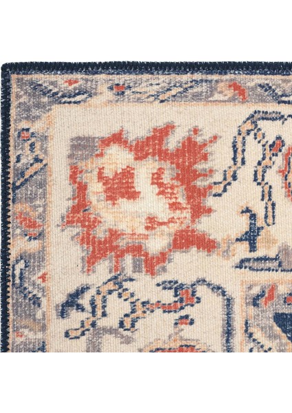 Private Krem Eskitme Vintage Yolluk Etnik Desenli Otantik Şönil Yıkanabilir Salon Halısı