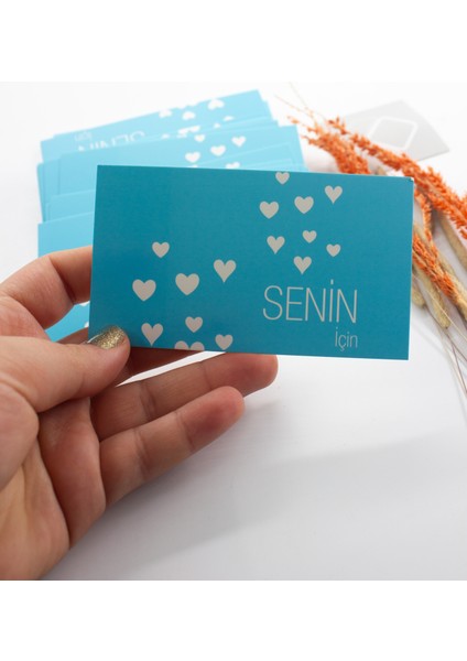 25 Adet Senin Için Sarı Kart - Teşekkür Kartı - Tebrik Kartı - Paketleme Kartı