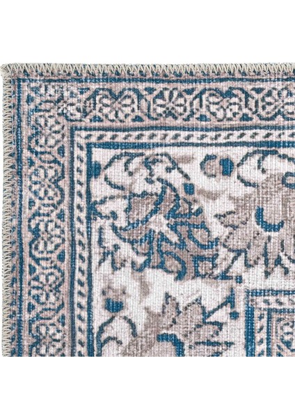 Private Lacivert Eskitme Vintage Halı Yolluk Dijital Baskı Halı Makinede Yıkanabilir Salon Halısı