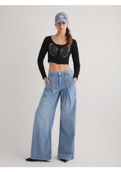 Siena 1002 Normal Bel Açık Mavi Baggy Jeans Kadın