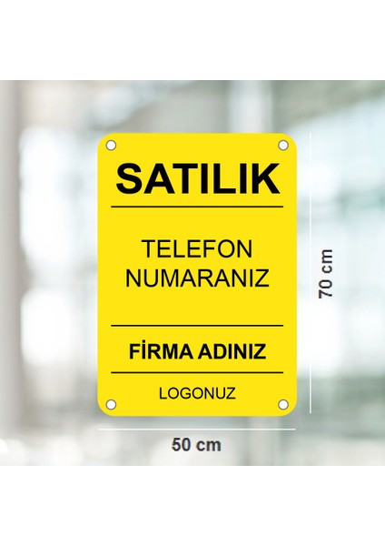 Sarı Satılık Emlak Afişi 50x70cm Dikey 250gr. Vinil Branda