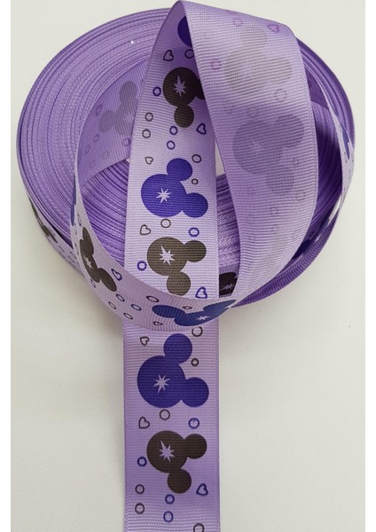 Lila Hello Kıtty Desenli Grogren Kurdele 3 cm