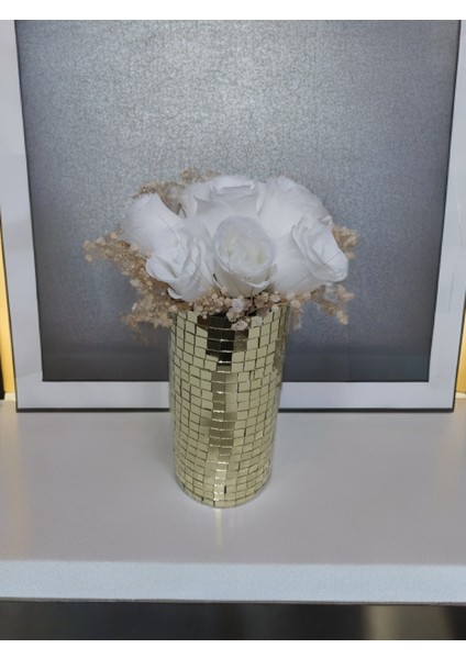 Işıltı Home Desıgn Aynalı Cam Vazo Orta Boy Açık Gold fiyatları