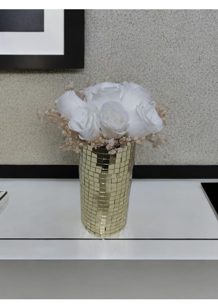 Işıltı Home Desıgn Aynalı Cam Vazo Orta Boy Açık Gold modelleri