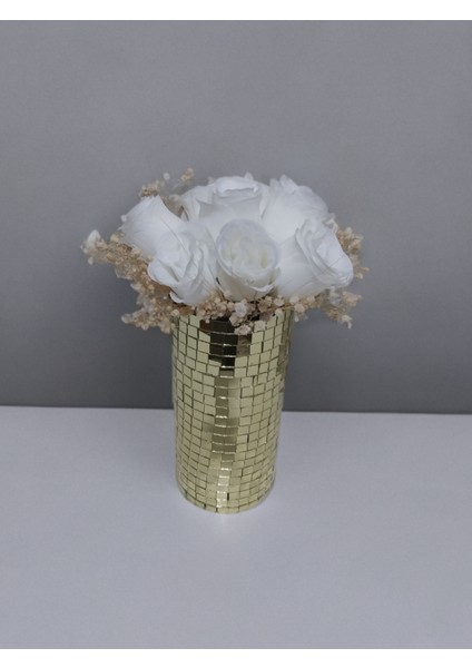 Işıltı Home Desıgn Aynalı Cam Vazo Orta Boy Açık Gold fırsatları